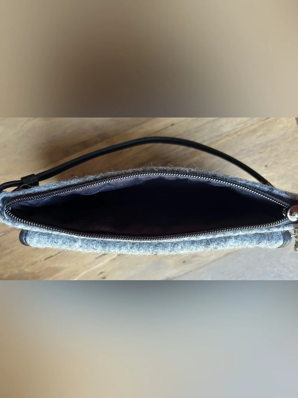 Coach Wool Tweed Wristlet Gray White